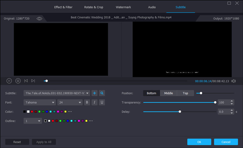 字幕効果を編集する