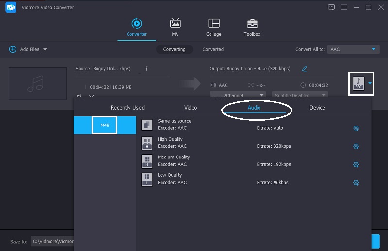 Vidmoreはフォーマットを選択します
